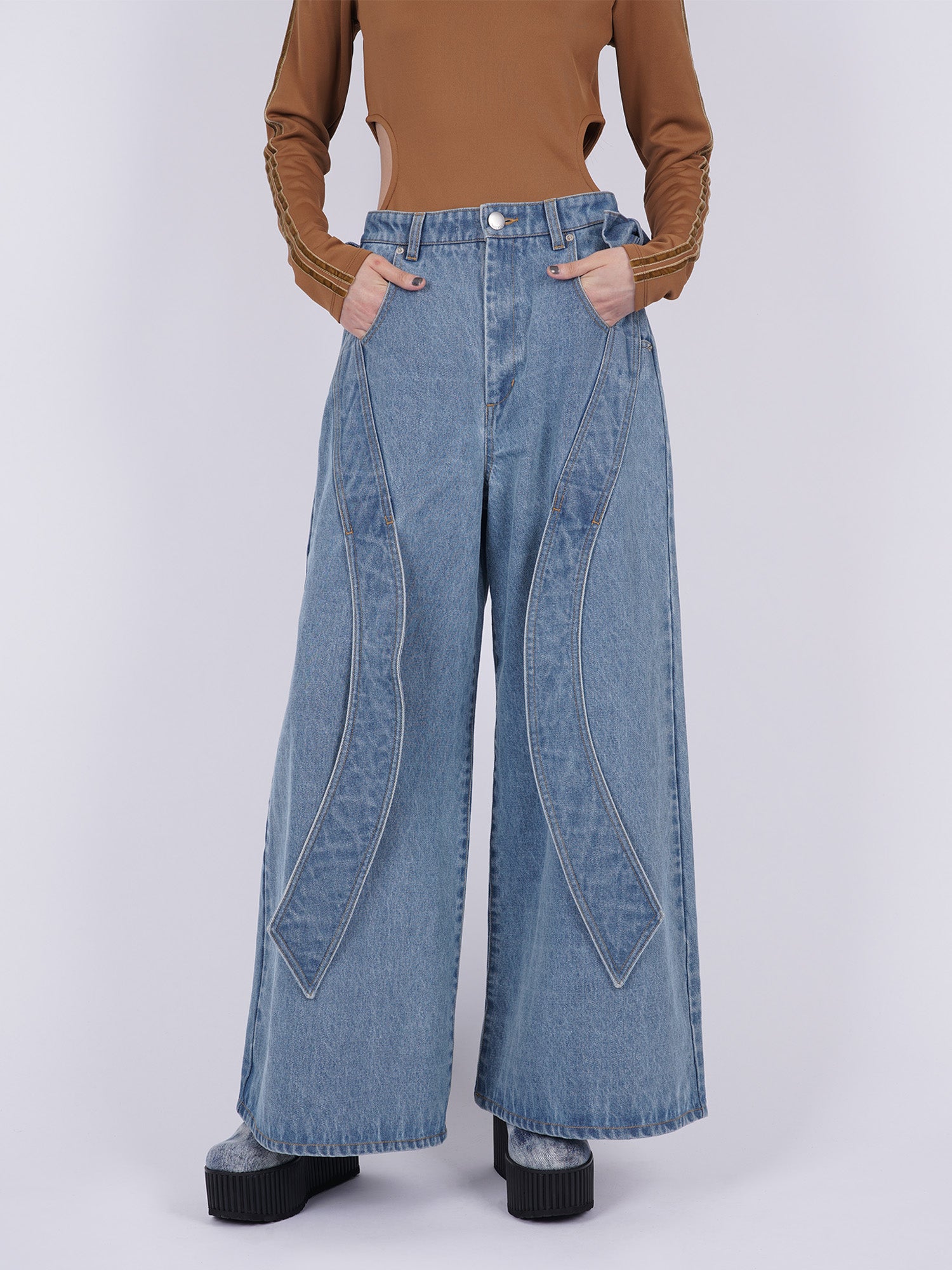 Ribbon Baggy Denim Trousers – PAMEO POSE | 公式オンラインストア