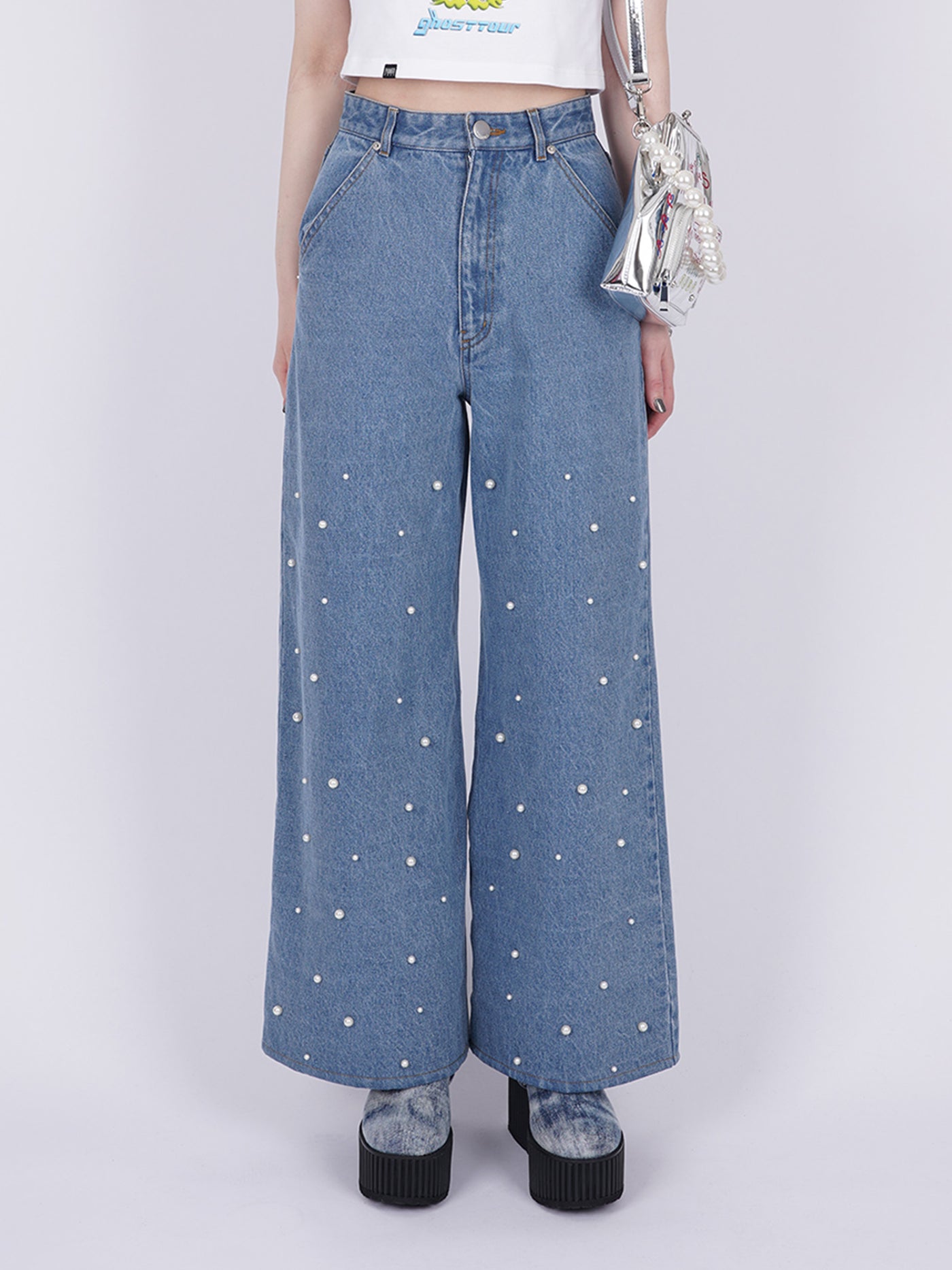 Pearl Denim Baggy Trousers – PAMEO POSE | 公式オンラインストア