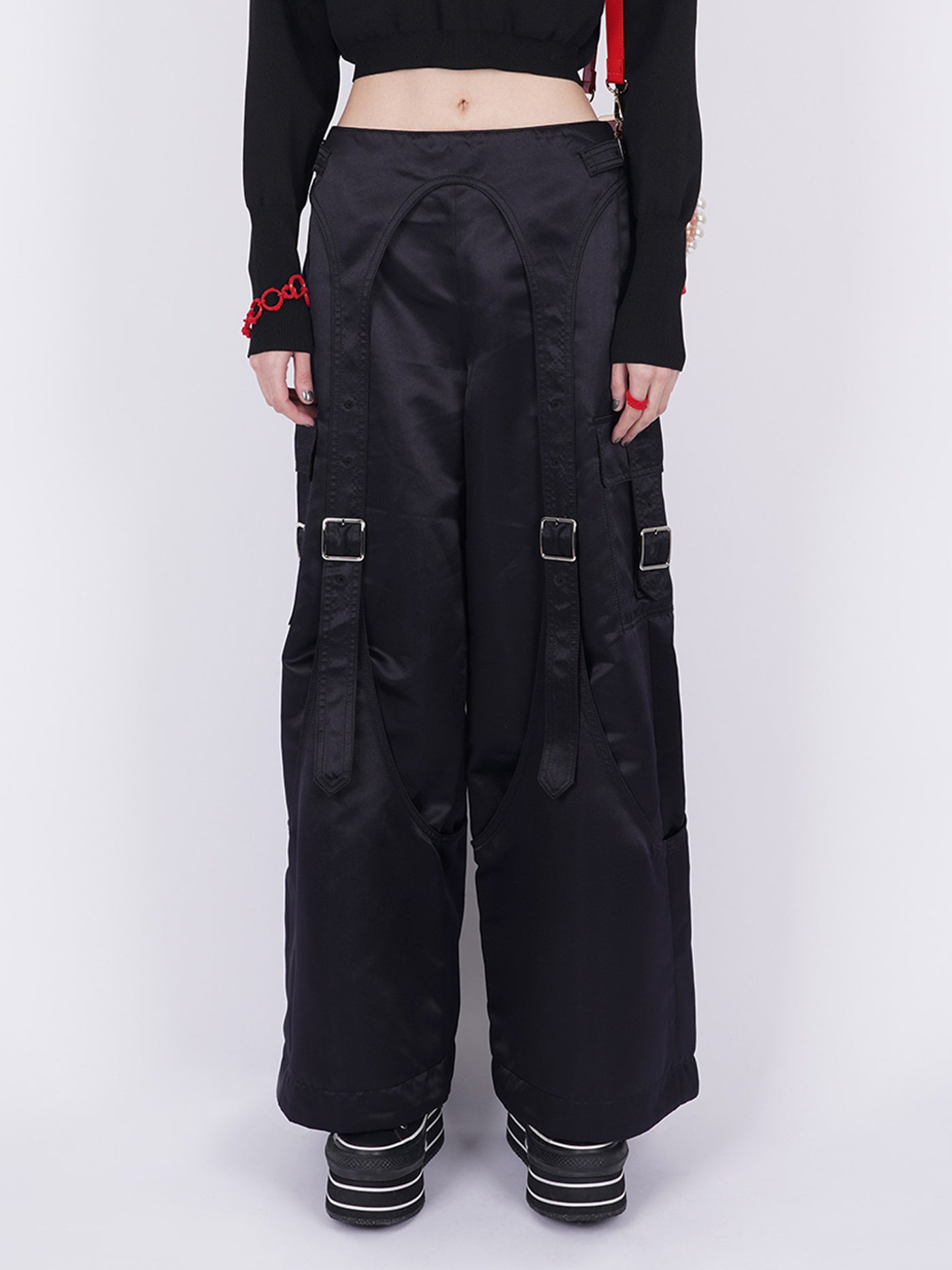 Glitter Belted Baggy Trousers – PAMEO POSE | 公式オンラインストア