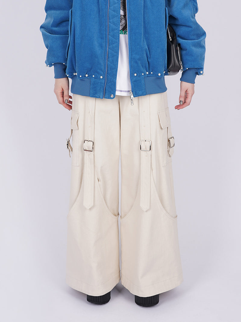 Drill Belted Baggy Trousers