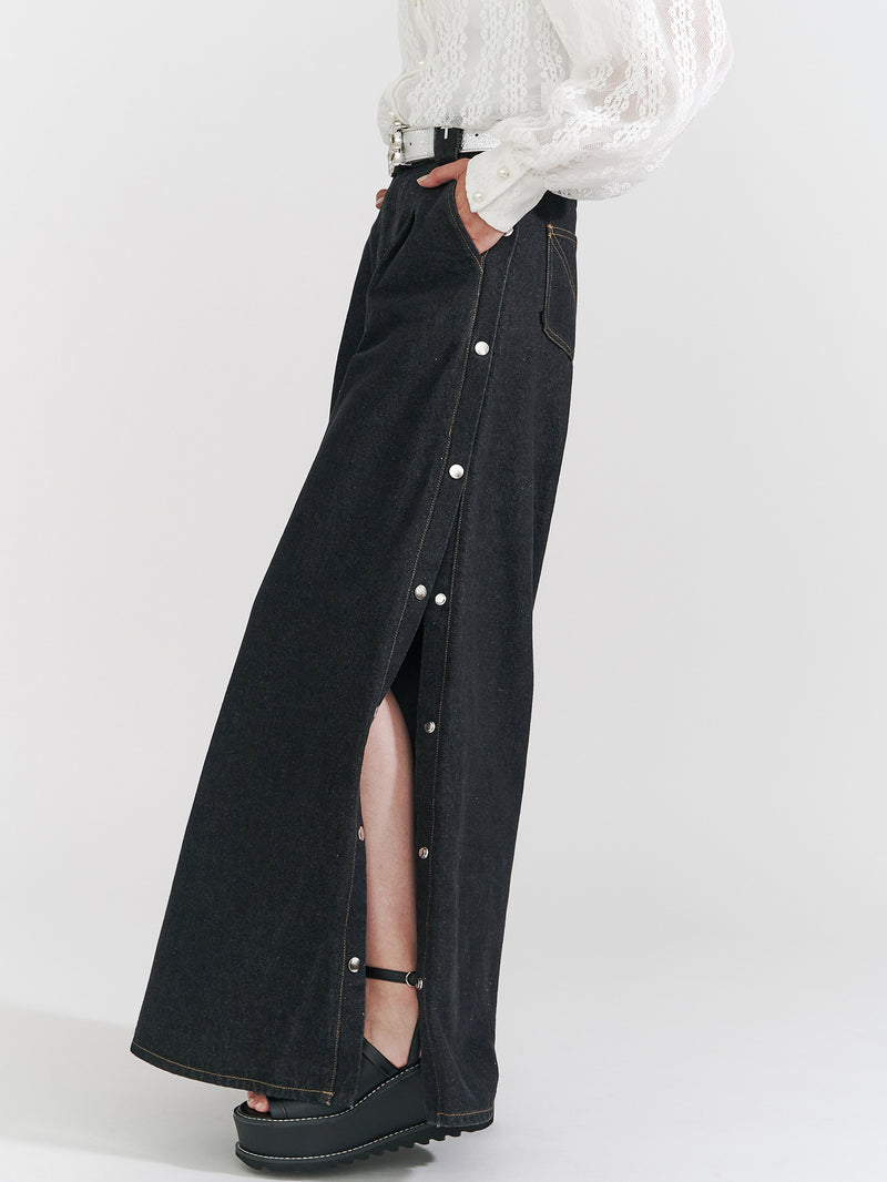 Side Slit Denim Pants