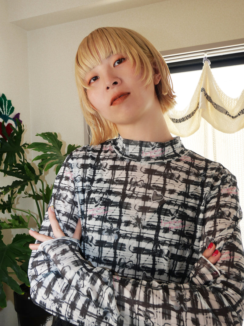 【YUUKI】My checkered patterns Sheer long sleeves