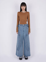 Ribbon Baggy Denim Trousers