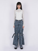 Pile Print Pixel Clover Denim Baggy Trousers