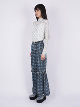 Pile Print Pixel Clover Denim Baggy Trousers