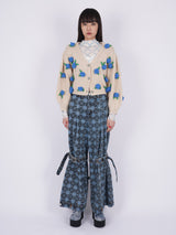 Pile Print Pixel Clover Denim Baggy Trousers