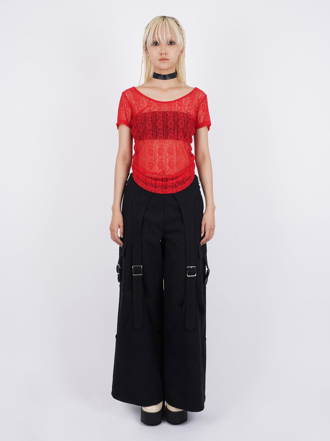 PAMEO POSEパメオポーズ　Aura Top レーストップス　ブラック パメオポーズ PAMEO POSE Aura Top （ブラック） -ファッション