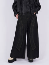 Ribbon Baggy Denim Trousers