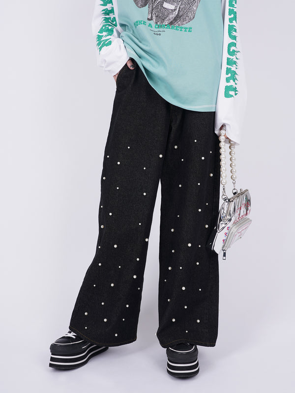 Pearl Denim Baggy Trousers