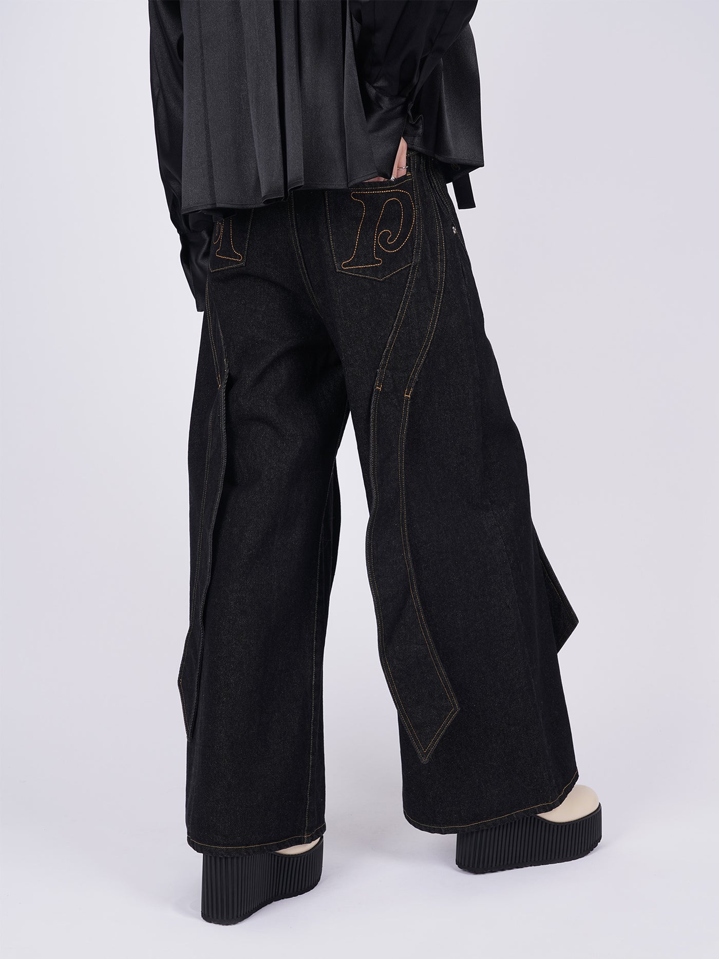 Ribbon Baggy Denim Trousers – PAMEO POSE | 公式オンラインストア