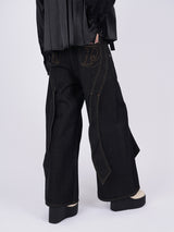 Ribbon Baggy Denim Trousers