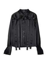 Glitter Ribbon Pleated Shirt