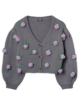 Cardigan With Handmade Roses