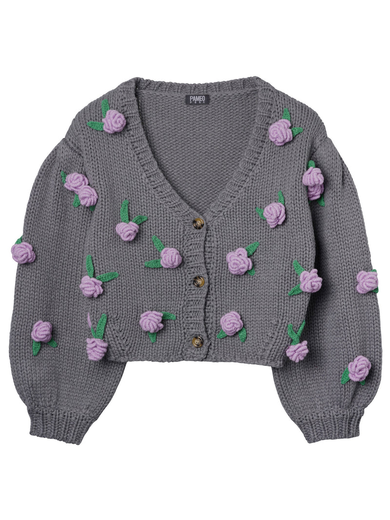 Cardigan With Handmade Roses