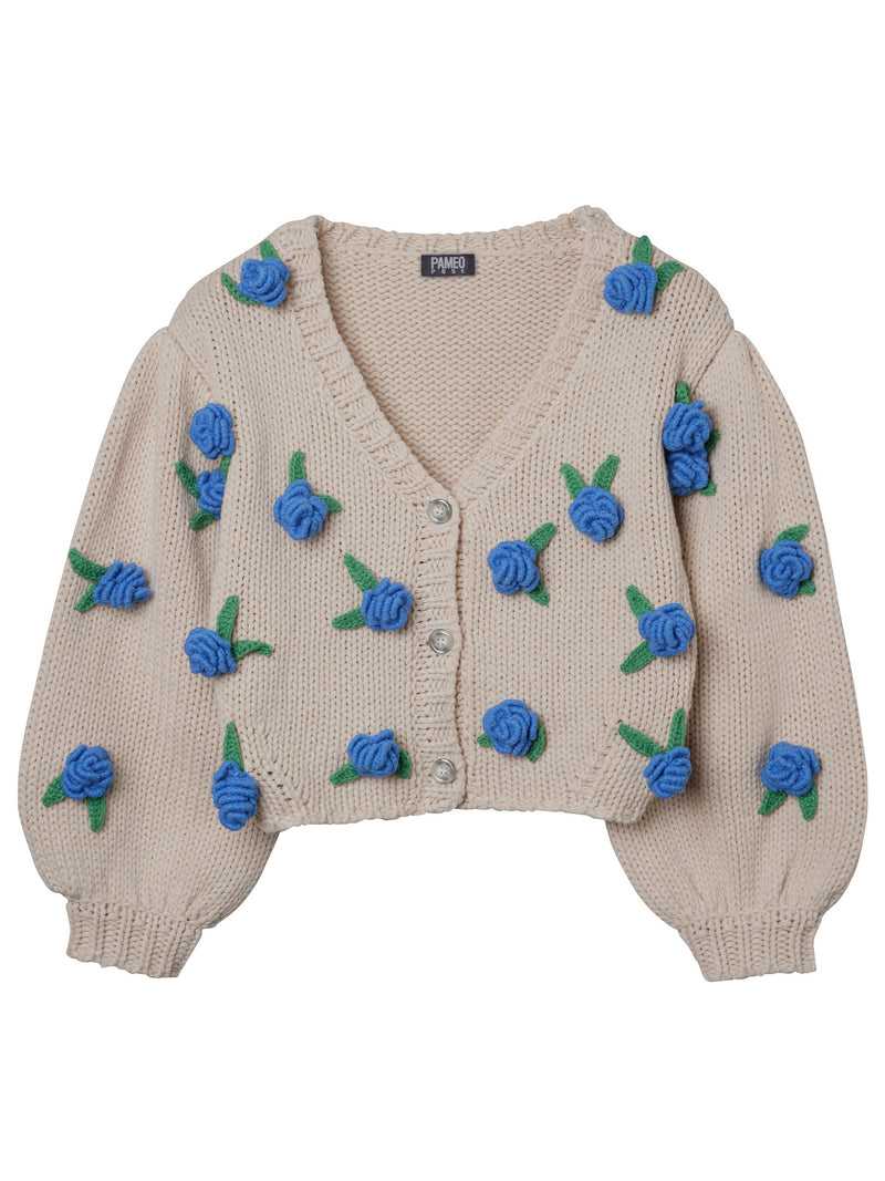 Cardigan With Handmade Roses