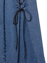 Laces-up Denim Baggy Trousers