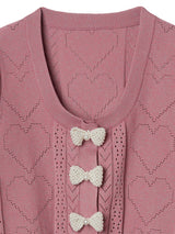 Open Heart Ribbon Knit Cardigan