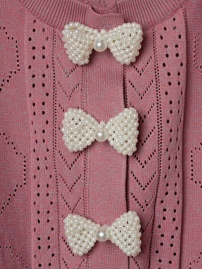 Open Heart Ribbon Knit Cardigan