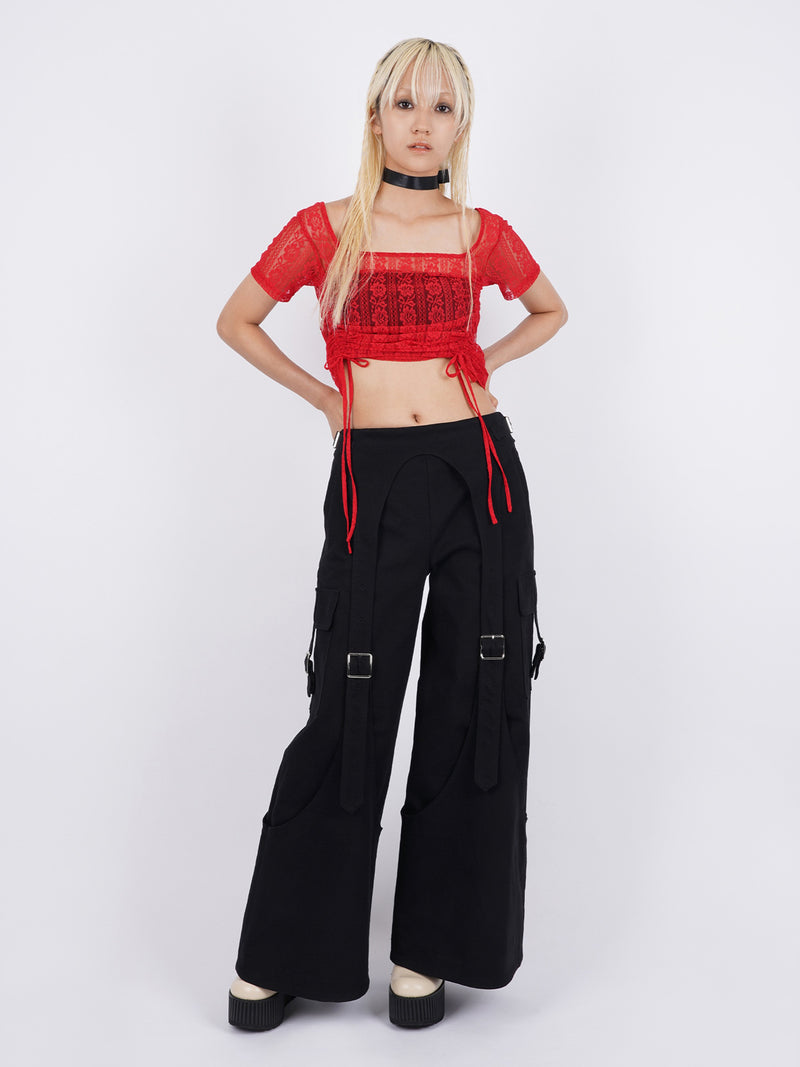 Drill Belted Baggy Trousers