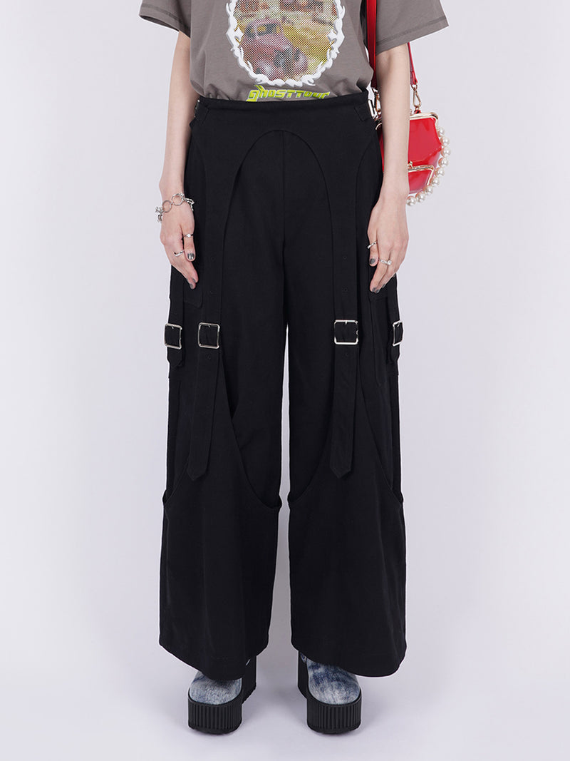 Drill Belted Baggy Trousers