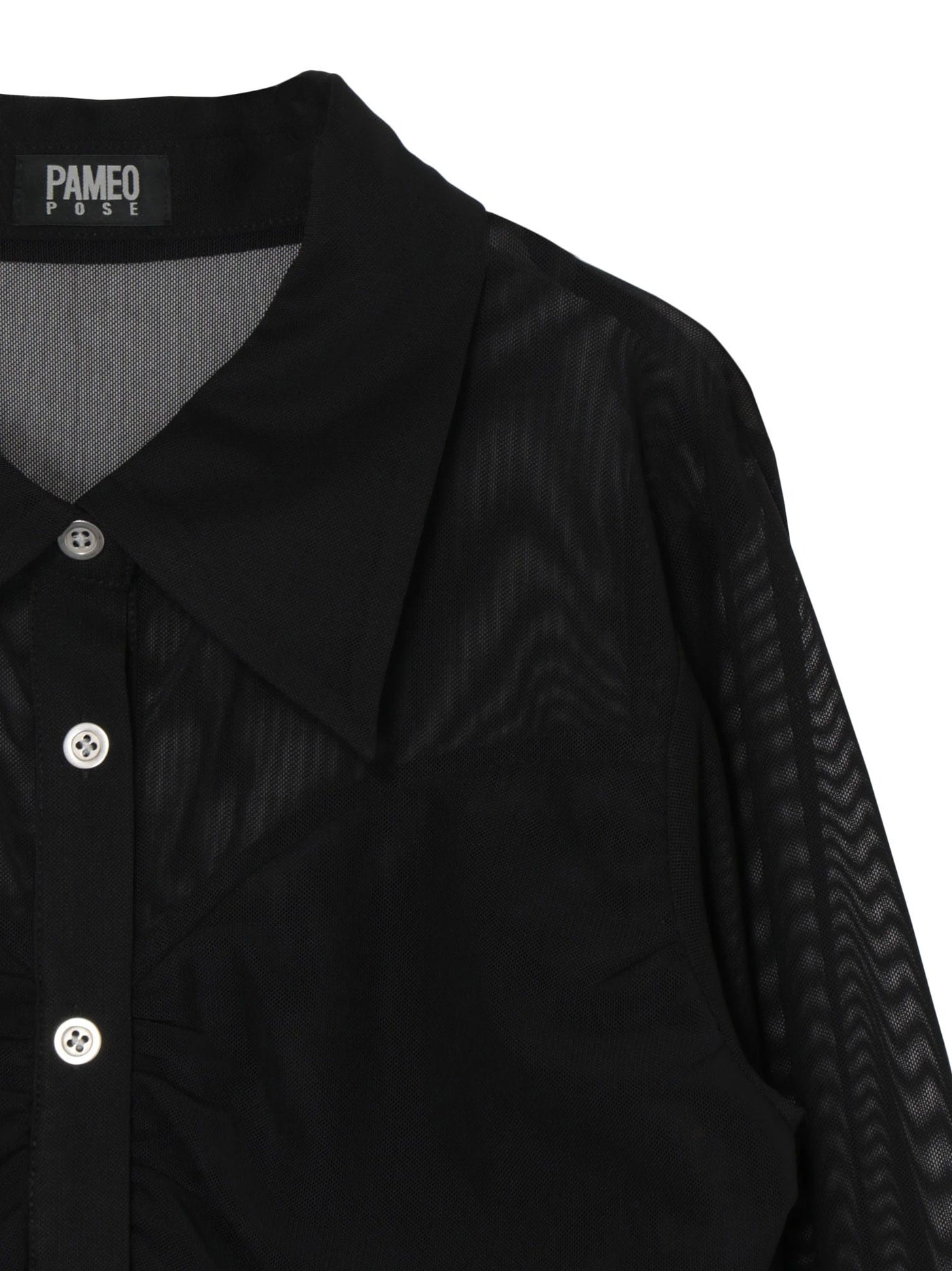 【 PAMEO POSE 】　黒　サテン地　ブラック　シャツ　モード　シンプル Kate Shirts BLK – PAMEO POSE | 公式オンラインストア