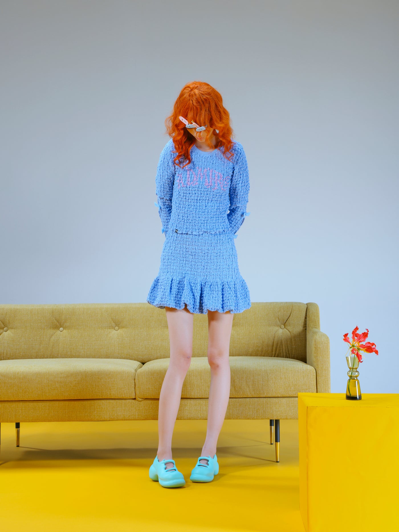 ワンピース PAMEO POSE PETAL FRILL SWEAT MINI DRESS PAMEO POSE Pameo Pose(パメオポーズ) PETAL FRILL SWEAT MINI