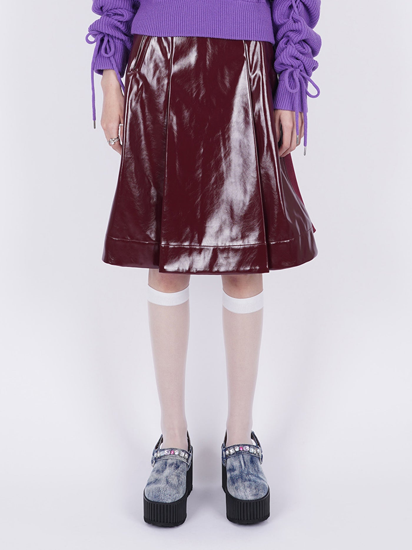 パメオポーズ エコレザー スカート ブラック S Ecoleather Docking Skirt – PAMEO POSE | 公式オンラインストア