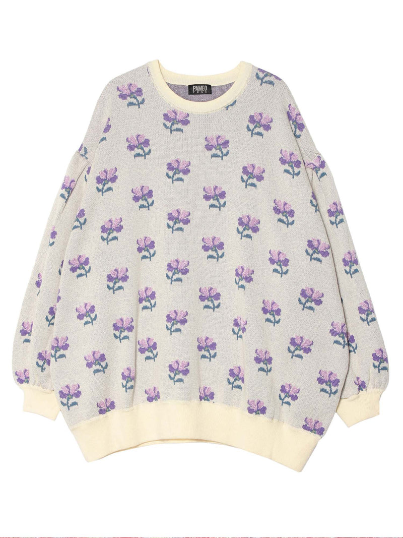 Violet Flower Sweater