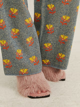 Violet Flower Knit Pants