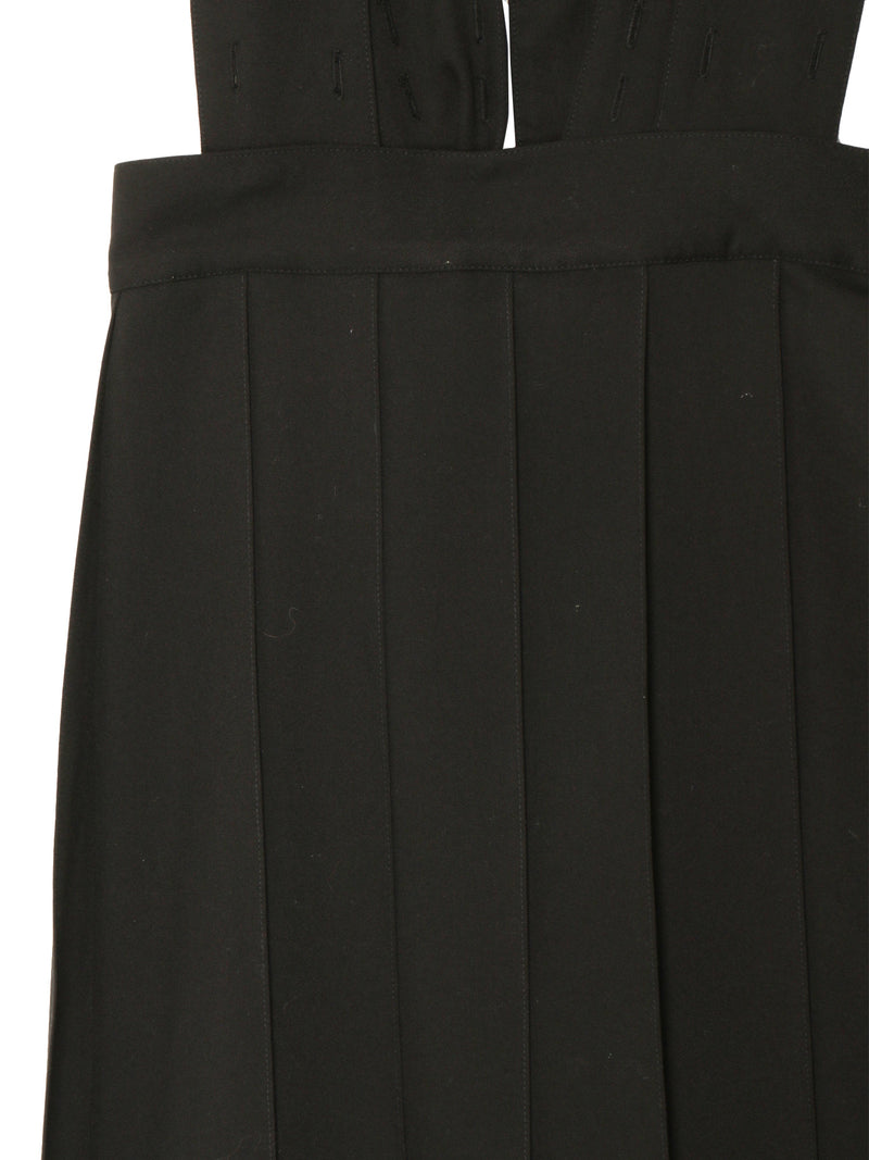 Pleated Mini Skirt Cut Out Side High Waist Harness Garter Belt Suspender